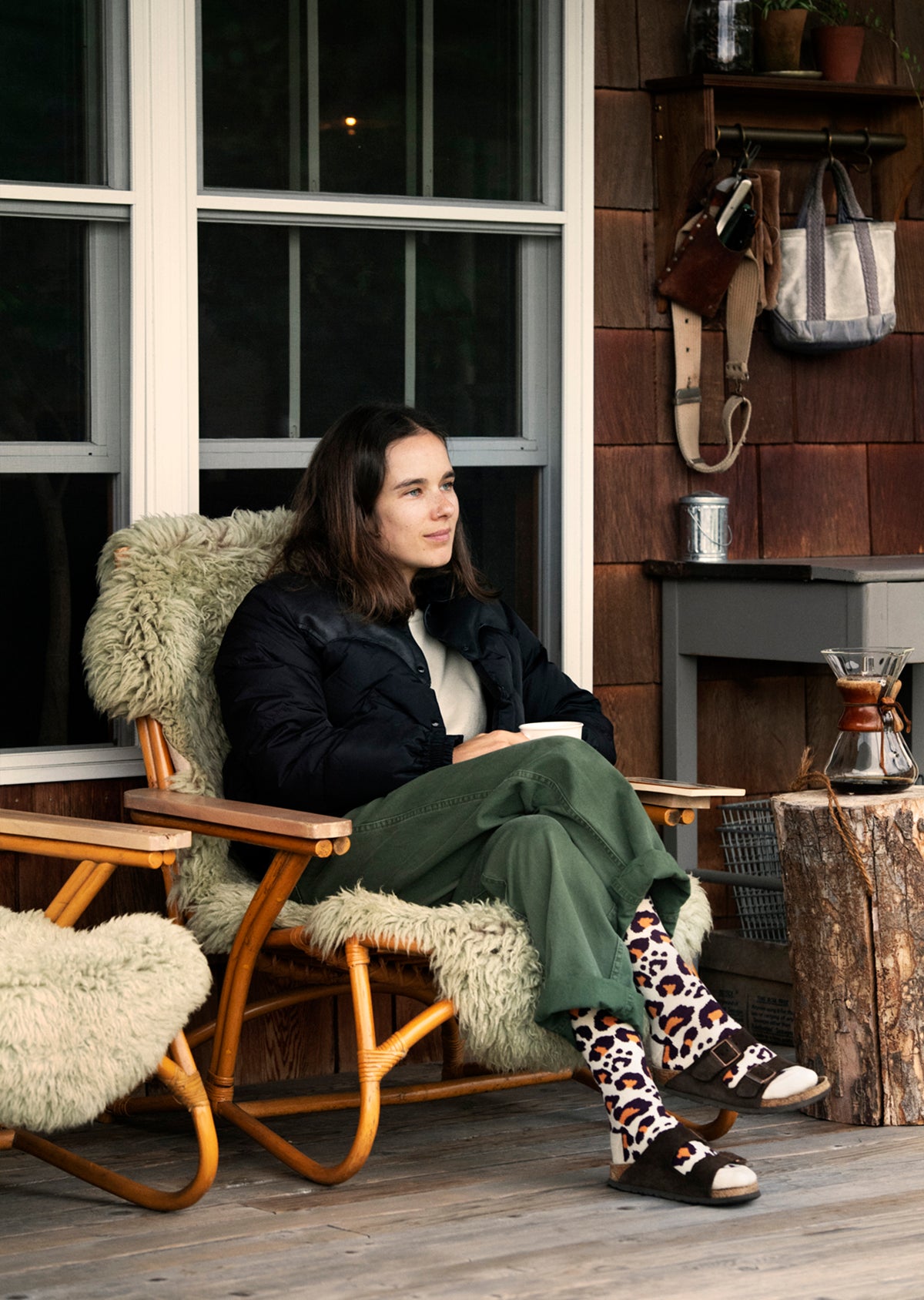 パイル レオパード クルーソックス