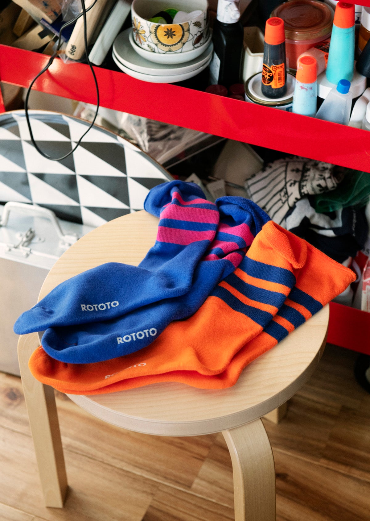 FINE PILE STRIPED CREW SOCKS