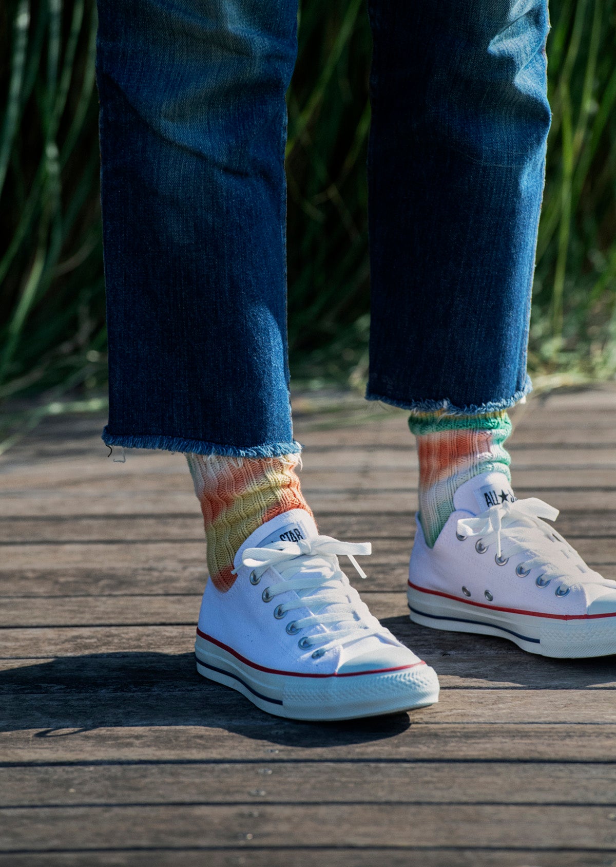 CHUNKY RIBBED CREW SOCKS”TIE DYE”