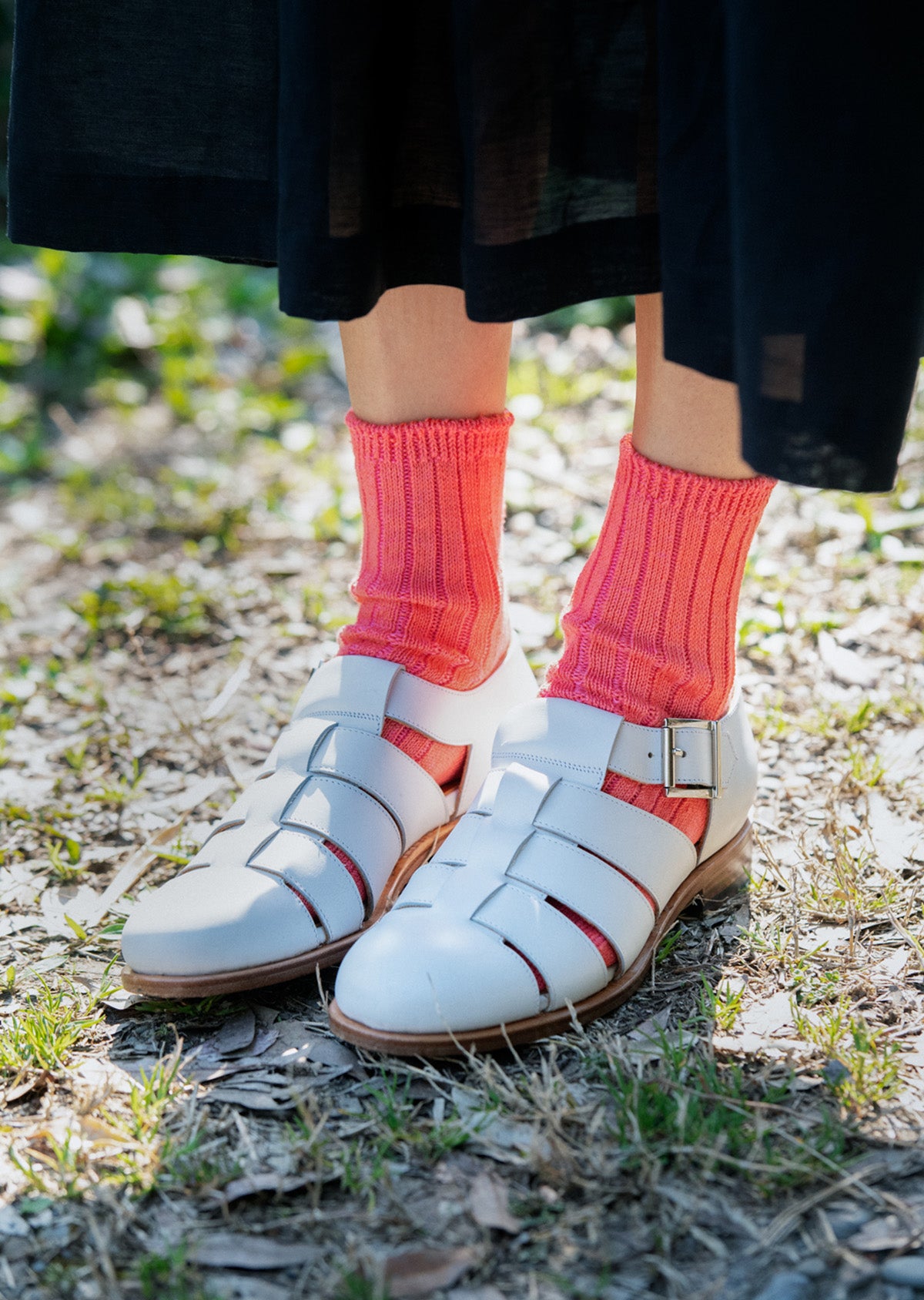 リネンコットン リブアンクルソックス