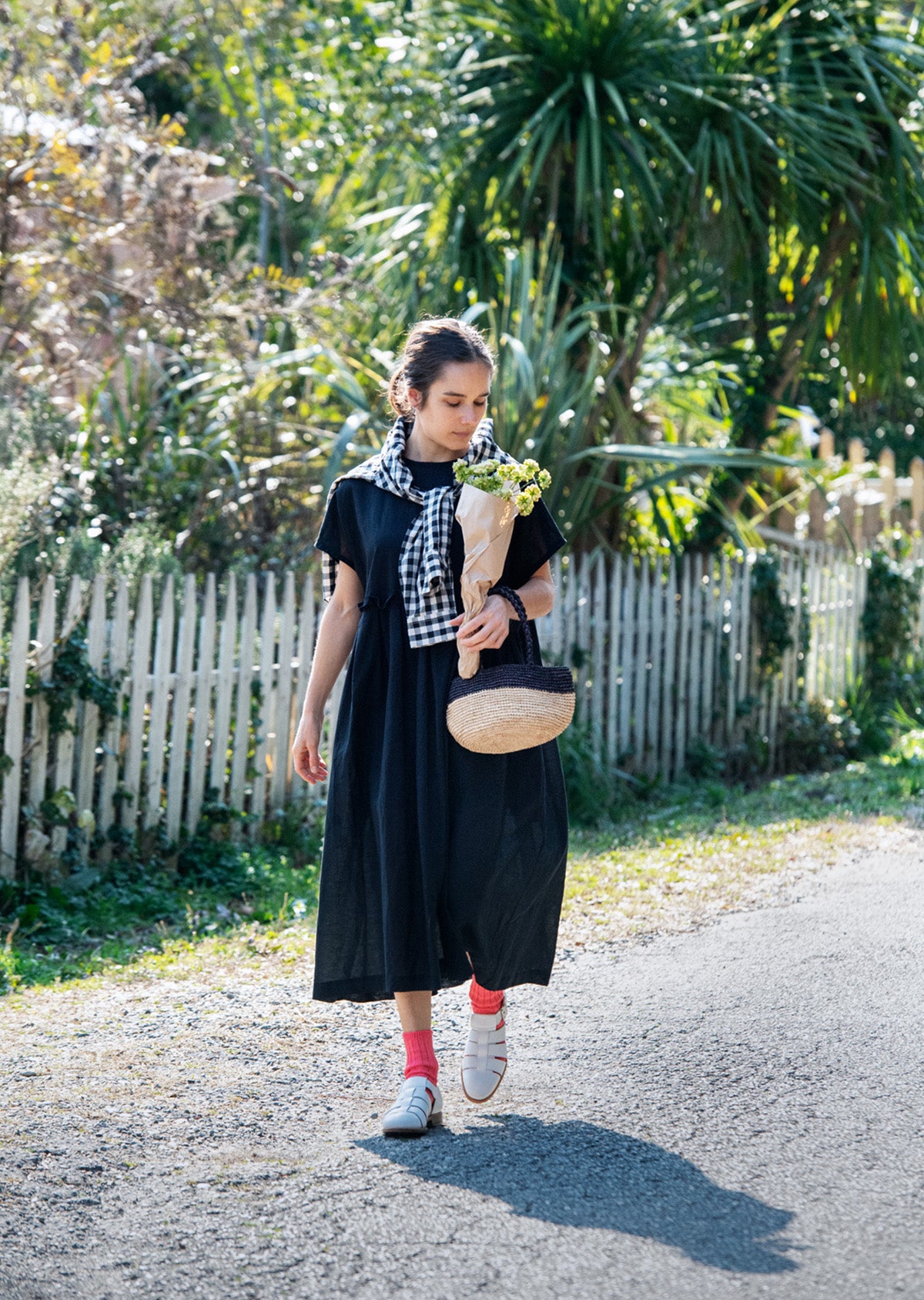 リネンコットン リブアンクルソックス