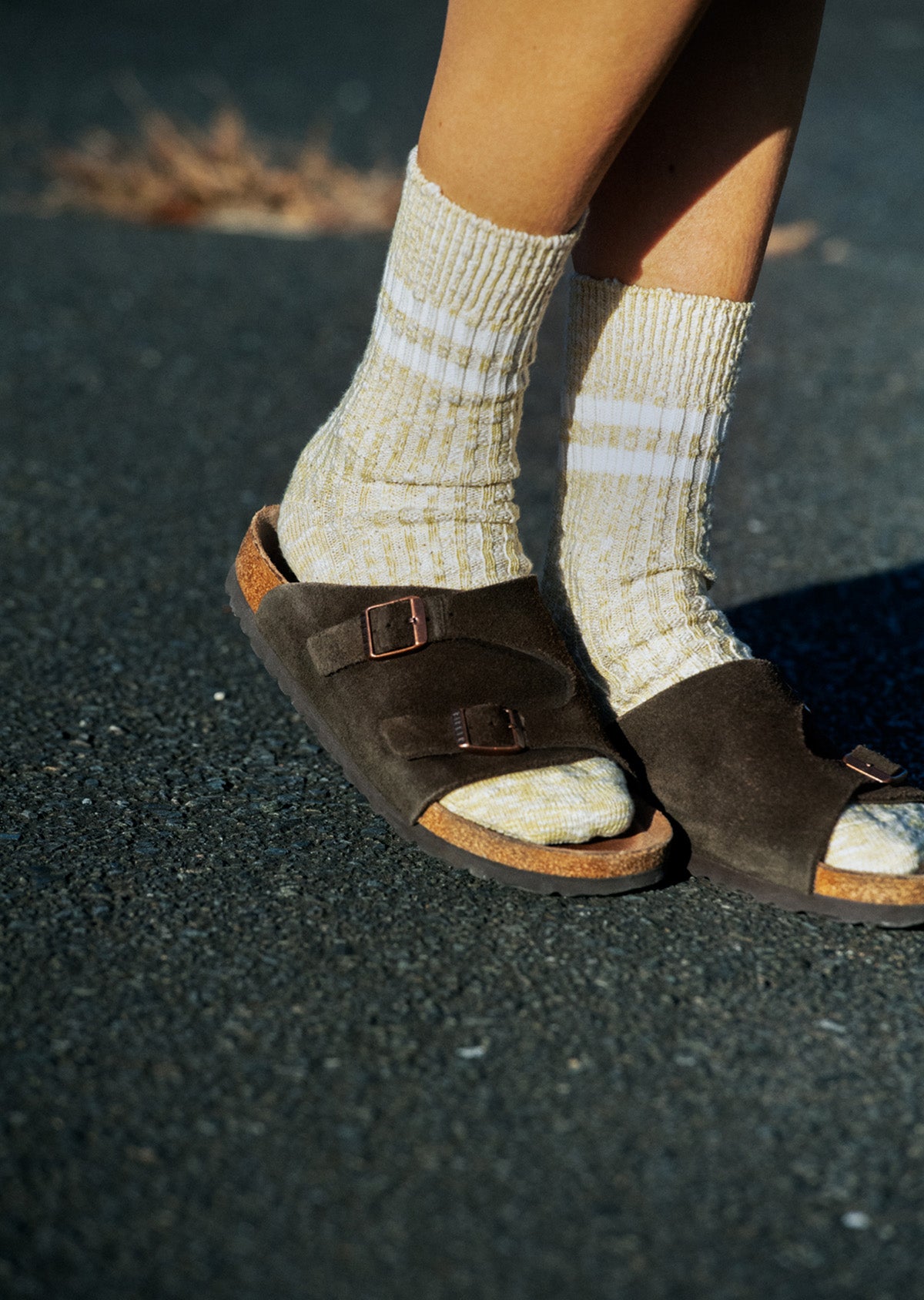 オーガニックコットン スラブストライプソックス