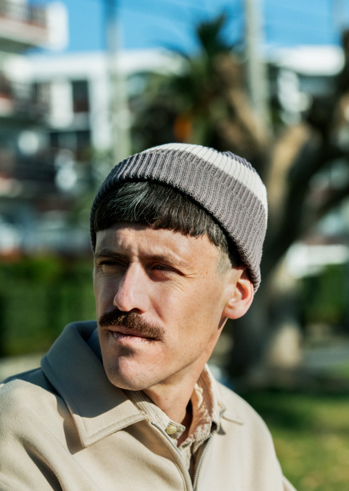 コットン フラックス ストライプビーニー