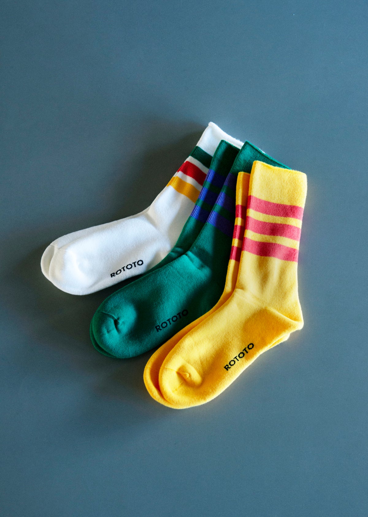 FINE PILE STRIPED CREW SOCKS