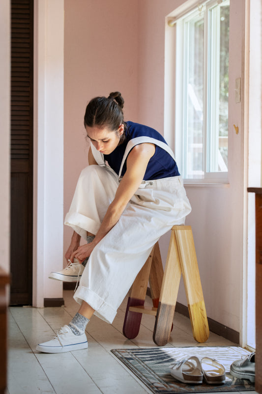オーガニックコットン スラブストライプ アンクルソックス