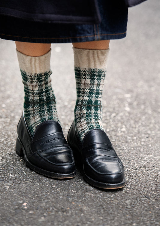 チェックパターン メリノソックス