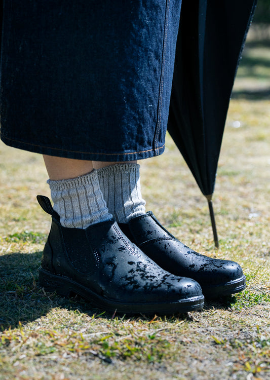 リネンコットン リブアンクルソックス