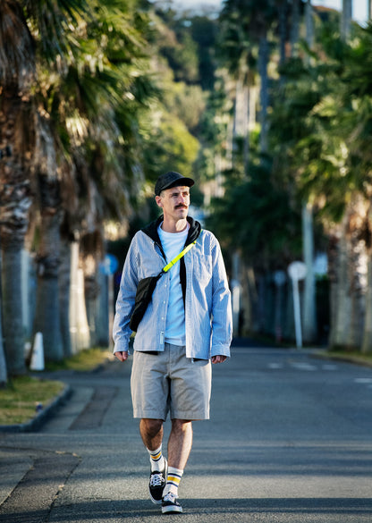 和紙クッション ストライプ クルーソックス