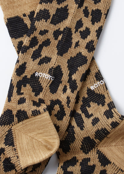 ORGANIC COTTON & RECYCLE POLYESTER CREW SOCKS"LEOPARD"