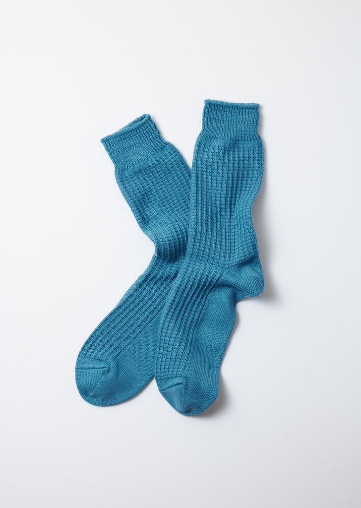 ROTOTO R1110 Waffle Cotton Crew Socks in Mustard