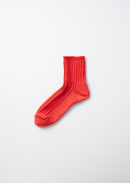 LINEN COTTON RIBBED ANKLE SOCKS