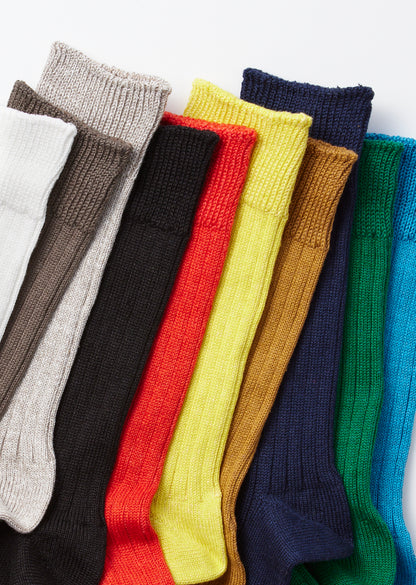 LINEN COTTON RIBBED CREW SOCKS