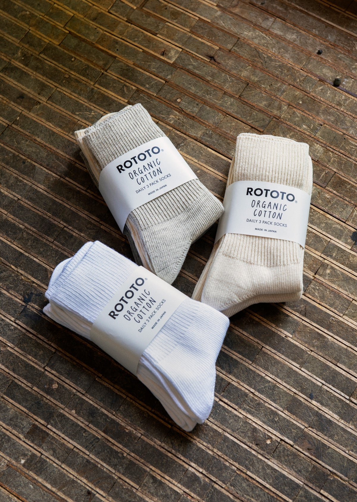 ORGANIC DAILY PACK RIBBED CREW SOCKS R1427｜3パックソックス｜ROTOTO 公式オンラインストア –  ROTOTO（ロトト）