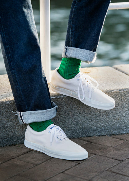 LINEN COTTON RIBBED CREW SOCKS